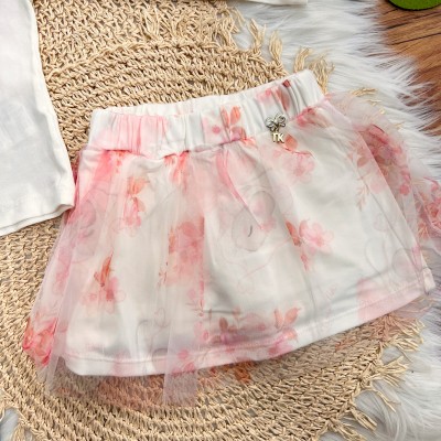 Conj. Blusa Coelhinha Bailarina e Short Saia em Tule - Off White Conj. Blusa Coelhinha Bailarina e Short Saia em Tule - Off White
